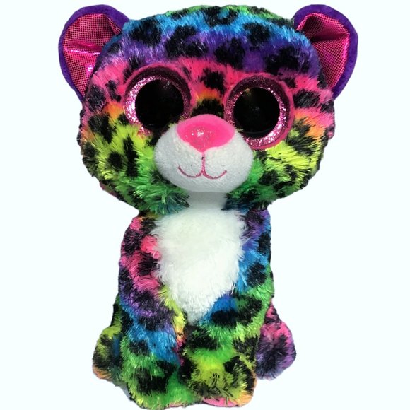 Ty Beanie Boo Dotty Leopard Plush Stuffed Animal Pink Sparkle Glitter Eyes 6" - Picture 2 of 8